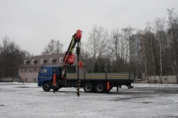 Special purpose vehicle with MKMA type hydraulic loading crane on the basis of KAMAZ 65117 and its modifications 64K34N-UN