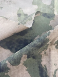 Polyamide rip-stop KMF fabric with windproof (encapsulated with silicone) and water-repellent finish, art. 221.50112