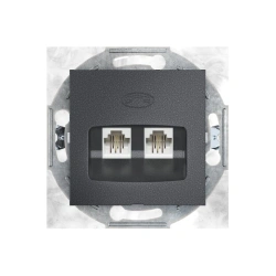 CADUCEUS ALING PRESTIGE Flush-mounted double telephone socket 2xRJ12 6P2C, graphite, art. 6011.2 (mechanism)