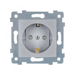 "MARIA" Single socket outlet mechanism with socket outlet with blind socket, wired w.c., colour white. RS16-446 "aluminium"