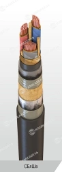 Power cable with copper conductors with paper insulation impregnated with viscous or non-flowing composition for voltage of 1 kV