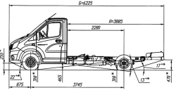 Chassis GAZelle NEXT, Modification A21R35, Dual fuel engine (petrol/gas LPG) Euro-5, N1