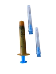 Single-use, three-detail, sterile, sterile Luer Lok syringe, UV-protected version.