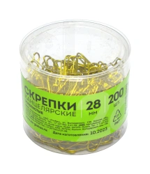 Paper clips 28 mm 200 pcs., golden