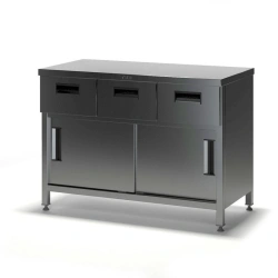 Drawer table SGDK-1 with doors and drawers (stainless steel), without sideboard