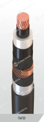 Power cable with copper conductors insulated with cross-linked polyethylene for voltage 6, 10, 15, 20, 35 kV of PvP2g grade acco