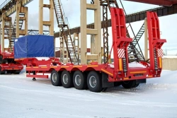 Semitrailer Politrans 94165-050. In design: metal platform with straight load platform, with gangways, with flatbed platform