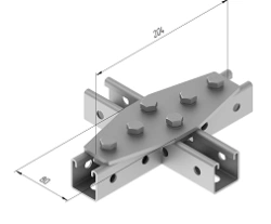 Plate 6 holes SMA 612, with overall dimensions 80x204 mm, with metal thickness 5,0 mm, stainless steel grade AISI 316L.