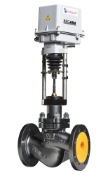 Single-seat regulating valve with electric actuator, type KR single-seat with IMI; DN 15-300; PN 16-40