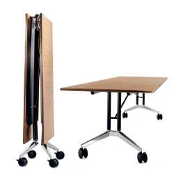 Folding office table on a metal frame of "Edelwood" trade mark
