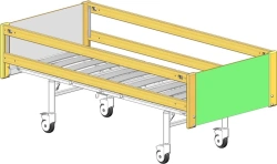 KF3-01-"MSC" (MSC-6103EL) - Functional bed, on wheels, complete with slatted side rails made of solid beech wood, sp