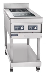 Two-burner induction cooker, type KIP-29P-3,5-01 for catering enterprises (on a stand) made of stainless steel.