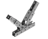 Swivel bracket SM-SH 00x00, with overall dimensions from 100x45 mm to 100x65 mm, metal thickness 4,0 mm, stainless steel.