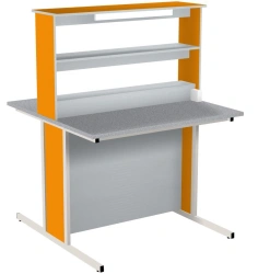 Laboratory island table with superstructure with lamps and sockets article 53095