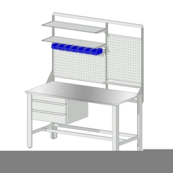 Locksmith's workbench with shelves, punch panels and cabinet with drawers 1500x800 mm. (height 1800 mm)
