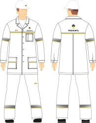 Men's set (shortened dressing gown, trousers) for protection against general industrial contamination and mechanical effects (ab