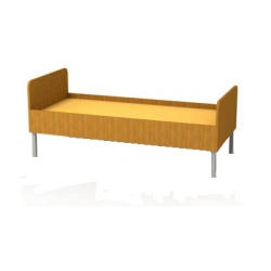 Single beds on metal frame