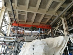 Single girder overhead travelling electric suspension crane in version, model FZI: KMPO-T-Q-Lpoln-Lspan-H-E