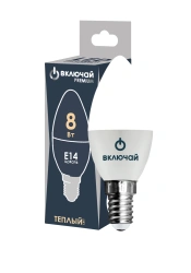 LED Lamp 8W E27 Candle 3000K 220V (LED PREMIUM C37-8W-E27-N) Include RUSSIA