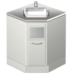 CE 135 - medical table and cabinet under sink and waste collector of angular design