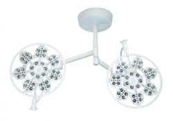 Surgical ceiling luminaire with emergency power supply adjustable two-block for low ceilings "EMALED 500/500 NP"