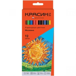 Coloured pencils Krasin "Mosaic", 12 colours, sharpened, cardboard. pack.
