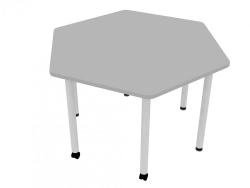 Hexagonal mobile table 1290x1130x760mm (WxHxH)