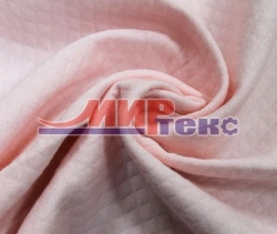 Synthetic mixed knitted fabric (CHL-80%, PE-20%) smoothly dyed, jacquard patterned, two-layer with horizontal threads