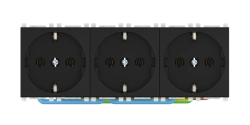 CADUCEUS ALING Experience flush-mounted socket outlet with grounding triple without blinds 3x16A, 250V~, 3x2M, black (soft touch