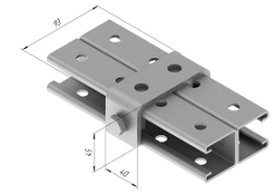 Rectangular bracket for profile SMUP 41x41 SMA 632, with overall dimensions from 93x45x40 mm, metal thickness 5,0 mm, stainless