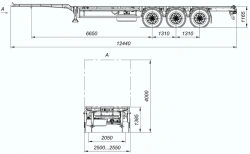 Three-axle container semitrailer 9408-30 with CEYLAN AS-1210-225-ST-OV axles with carrying capacity of 12 tonnes.