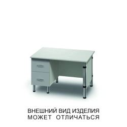 Single desk with two drawers and screen