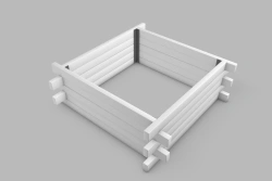 Square planter with crossed vertical slats