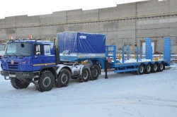 Semitrailer-heavy hauler Politrans 94163-031.Wheel axle "Plant "1201-2410002. Tyre 385/65R22,5. In version: platform with straig