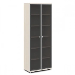 Wooden office cupboard with glass doors