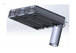 LED luminaire "Industrial Design MTM IoT" CUBIC 160 series Three modules Connection from sides 180 degrees Mounting Cantilever