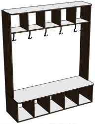 Storage system for students' things with a bench in a set TU 31.01.11-001-05065033-2021