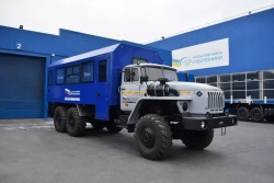 Special bus, shift bus, UZST brand, type UZST06, modification 5861-35 on chassis Ural 4320-74 (CP YaMZ: 0905, 1105, 12, 12).