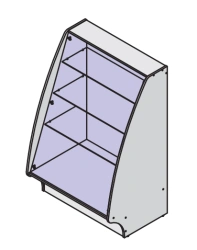 Display case with partition wall