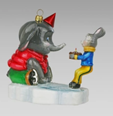 Handmade glass Christmas tree toy "Elephant's Birthday"