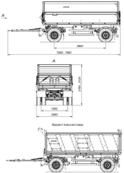 Double-axle tipping trailer 8595-11 with axles PLANT 1202-2410002 with load capacity 12 tonnes