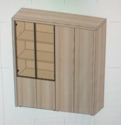 Composition cupboard and wardrobe with decorative strapping, item No. JR517