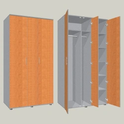 Wardrobe for clothes and documents three-door three-section SHGK-4