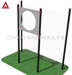 Round target on stands for the test "Throwing a tennis ball at a target distance of 6 m", hole diameter 90 cm