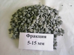 Crushed stone from dense rocks for construction works in fractions from 5 to 15 mm .