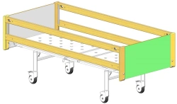 KF2-01-"MSC" (MSC-6102E) - Functional bed, on wheels, complete with slatted side rails of solid beech wood, back