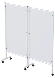 SHM - "MSC"(MSC-25303P) Medical screen of stainless steel on wheels, two-sectional, with plastic.