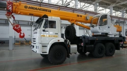 Truck crane KS-35714K-2-10 and its modifications with the use of cabin U2.65.52.000 and its modifications manufactured by IMZ Lt