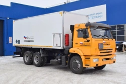 Vehicle for explosives, UZST brand, type UZST04, modification 586B-10 on KAMAZ 65115-RR chassis.