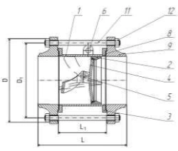 Butterfly valve (valve) steel non-return butterfly valve, interflanged KO
